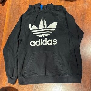 adidas Black Hoodie with White Trefoil Logo